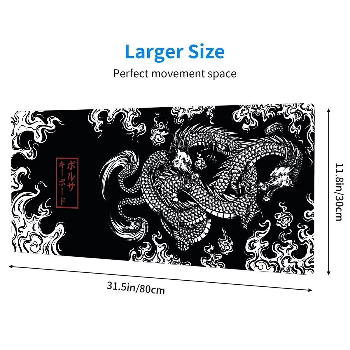 Epic Chinese Dragon XXL Gaming Mousepad - Large Locking Edge Rubber Desk Mat for Gamers and Office Use