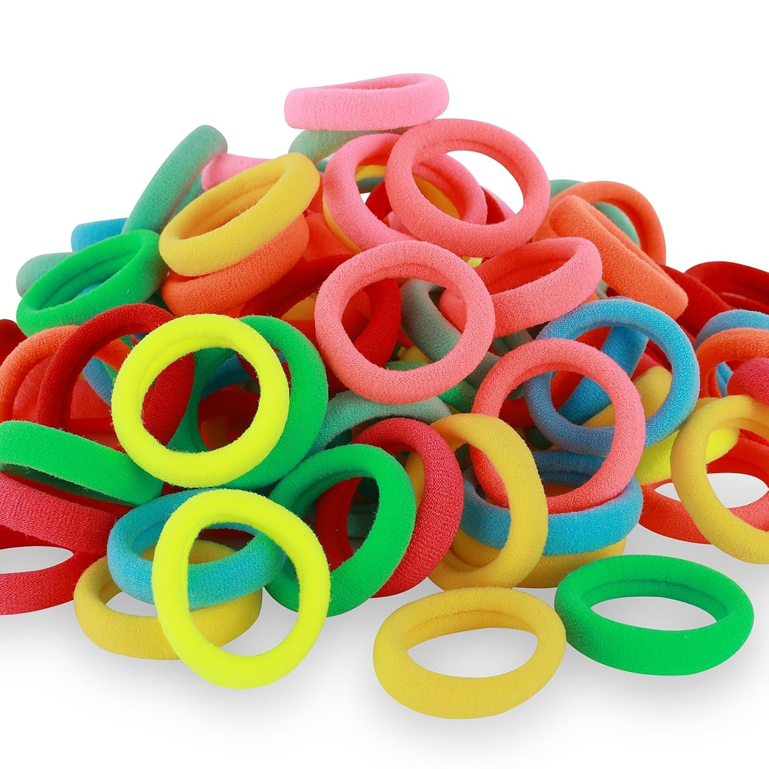 Vibrant QRTVI Baby Hair Ties - Soft Cotton Toddler Ponytail Holders in 15 Colors for Girls and Kids