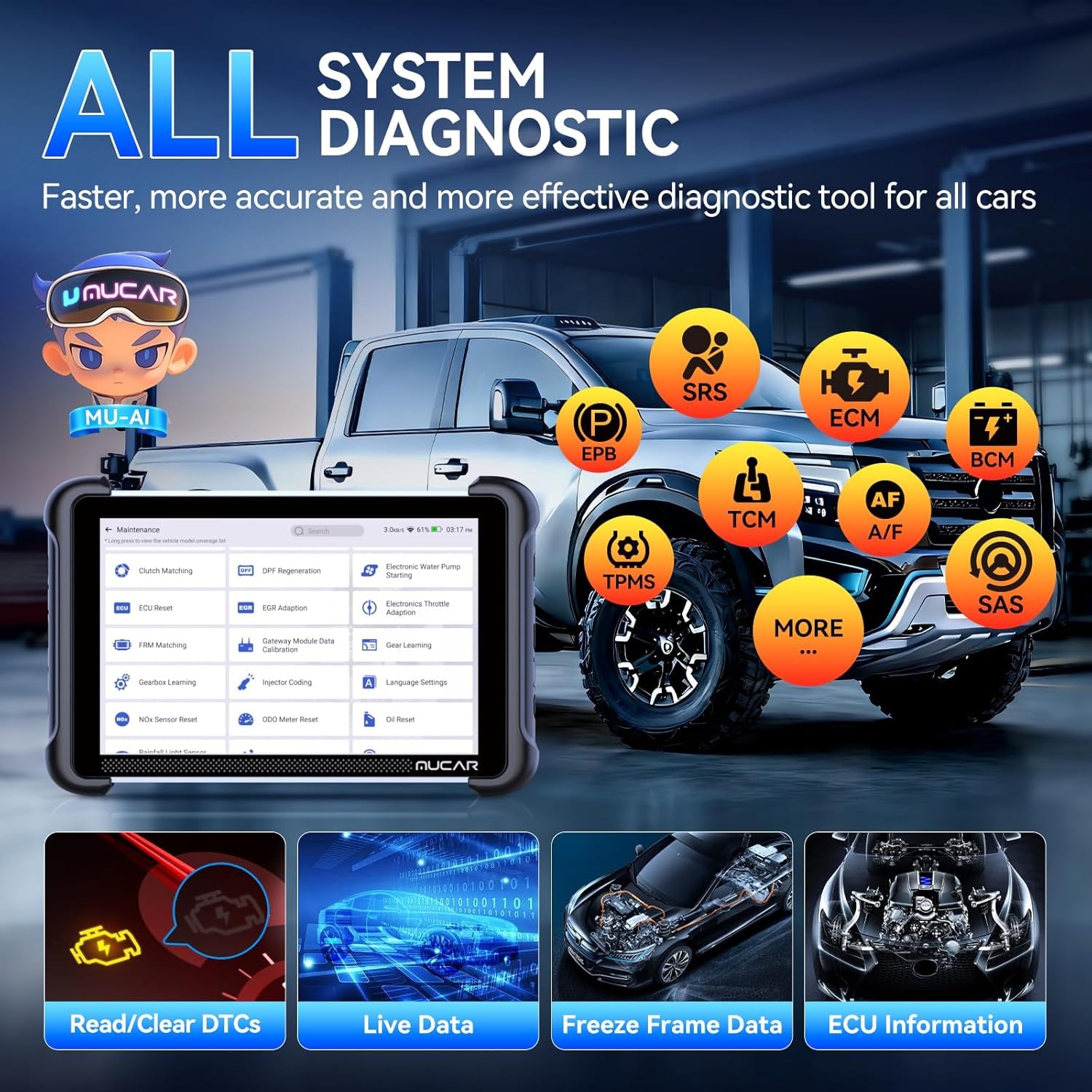 MUCAR 892BT Ai-Assisted Bidirectional Scan Tool, Full System OBD2 Scanner, Bi-Directional OBD2 Scanner Diagnostic Tool,Ecu Coding, 35 Services, FCA Autoauth, CANFD and DOIP, Free Lifetime Upgrade
