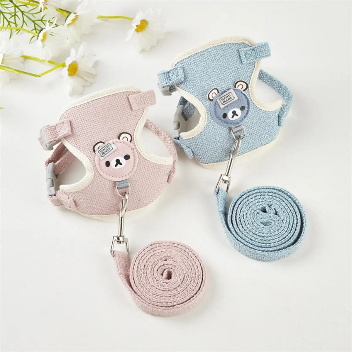 Adjustable Soft Pet Harness and Leash Set for Small Dogs and Cats - Comfortable Walking Accessories