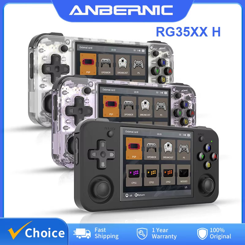 ANBERNIC RG35XX H Handheld Game Console Linux 3.5 Inch IPS Screen H700 Retro Video Games Player 3300Mah 64G 5528 Classic Games