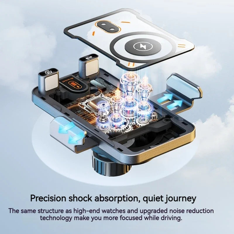 Auto-Sensing Electric Telescopic 360° Rotating 15W Universal Car Wireless Charger Mount Ambient Light for Iphone/Samsung/Xiaomi