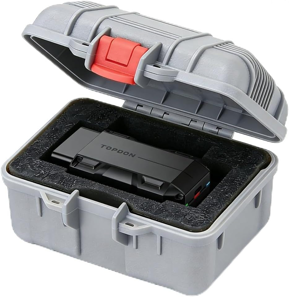 Waterproof & Shockproof Hard Case for Bluedriver Pro/Topscan OBD2 Scanners | Heavy-Duty Automotive Diagnostic Tool Organizer | Portable Lockable Case with Customizable Foam for Small Electronics