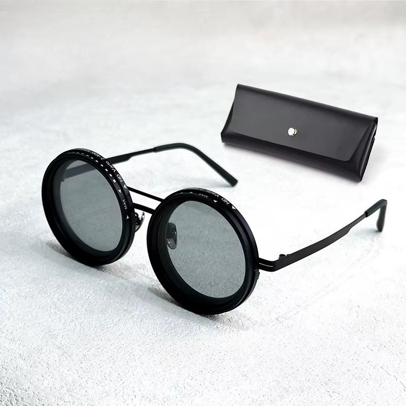 Handmade ND Adjustable Sunglasses 1~9 Manual Dimming Glasses Fishing Filter Shades UV400 Vintage Steampunk Polarized Sun Glasses