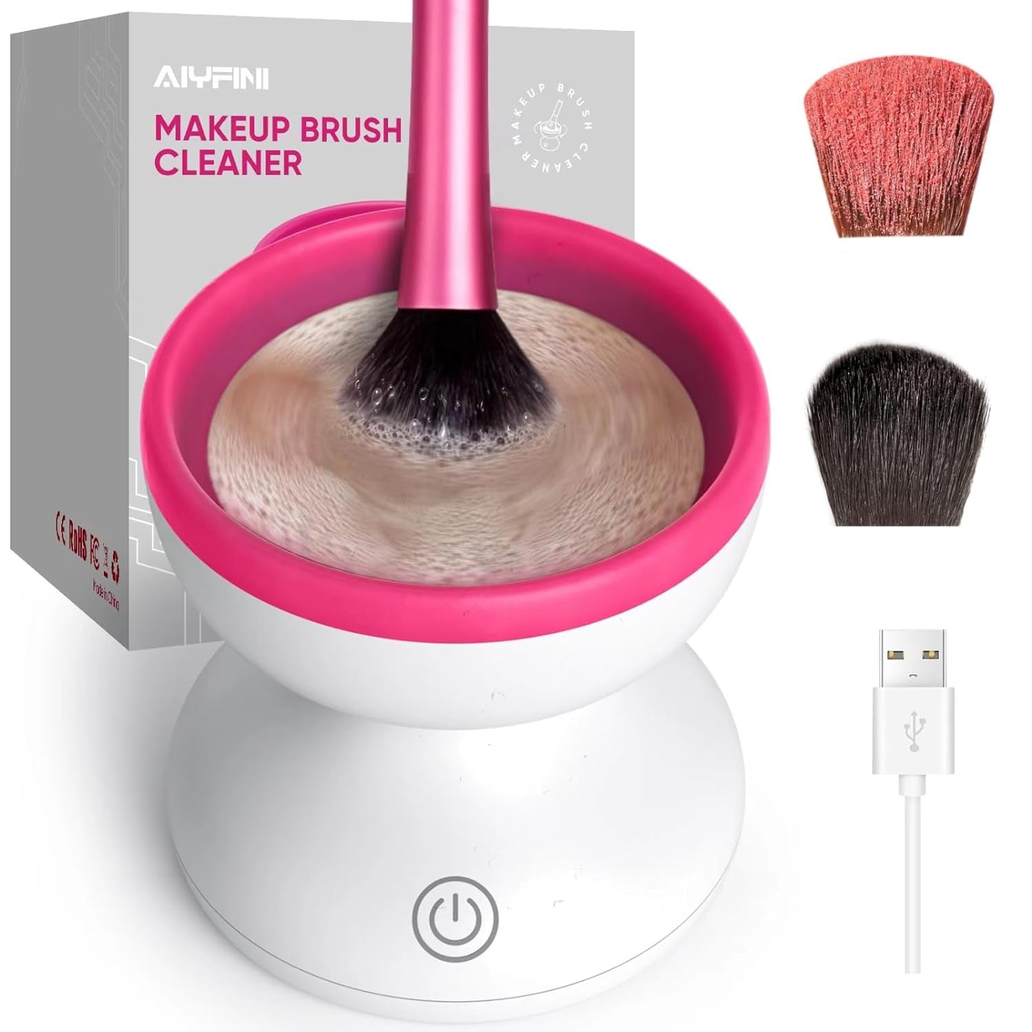 Alyfini Electric Makeup Brush Cleaner - Professional Kabuki & Foundation Brush Cleaning Tool, Perfect Gift for Women & Stocking Stuffers!
