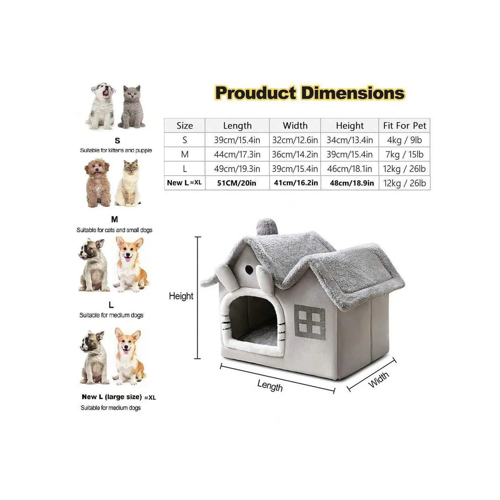Premium Double Roof Indoor Pet House - Removable and Washable Dog Bed for All Seasons, Ideal for Cats and Dogs