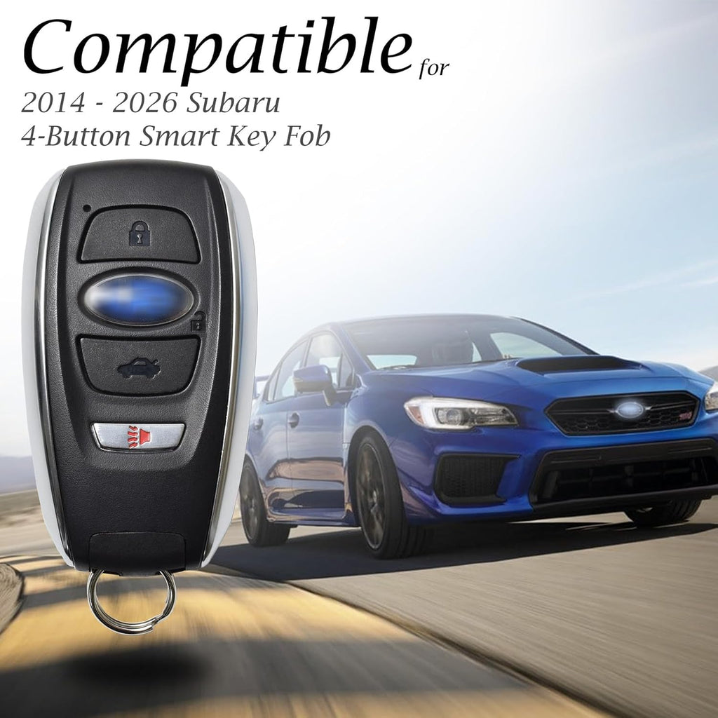 Premium Vitodeco Leather Smart Key Fob Case Cover for Subaru Models (2014-2026) - Stylish Black/Red, 4 Buttons