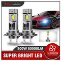 800W Turbo H7 H11 LED Headlight Bulbs - 80000LM High Brightness, CANBUS Compatible, Mini Wireless Design with Fan, Fits H4 9012 9005 HB3 9006