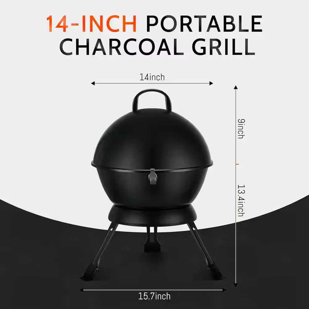 14 In. Portable Charcoal Grill, in Black