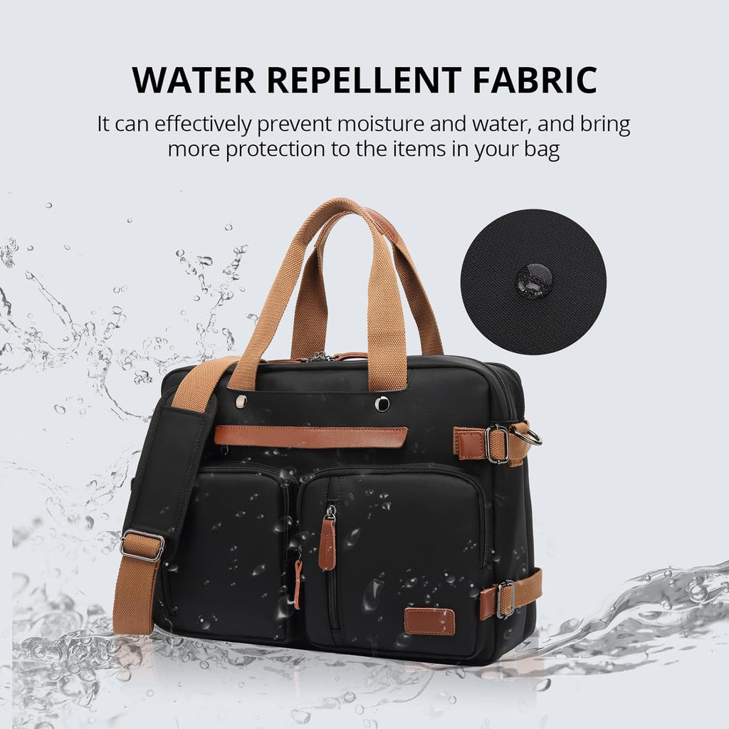 MOLNIA 3-in-1 Versatile Laptop Bag for Men - 17.3 Inch Backpack, Briefcase, and Messenger Bag - Stylish and Functional Computer Bag for Both Men and Women - Sleek Black Design