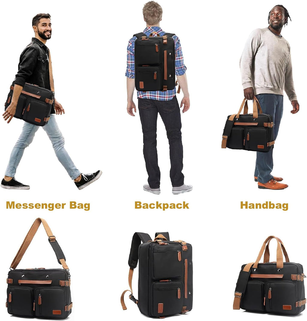 MOLNIA 3-in-1 Versatile Laptop Bag for Men - 17.3 Inch Backpack, Briefcase, and Messenger Bag - Stylish and Functional Computer Bag for Both Men and Women - Sleek Black Design