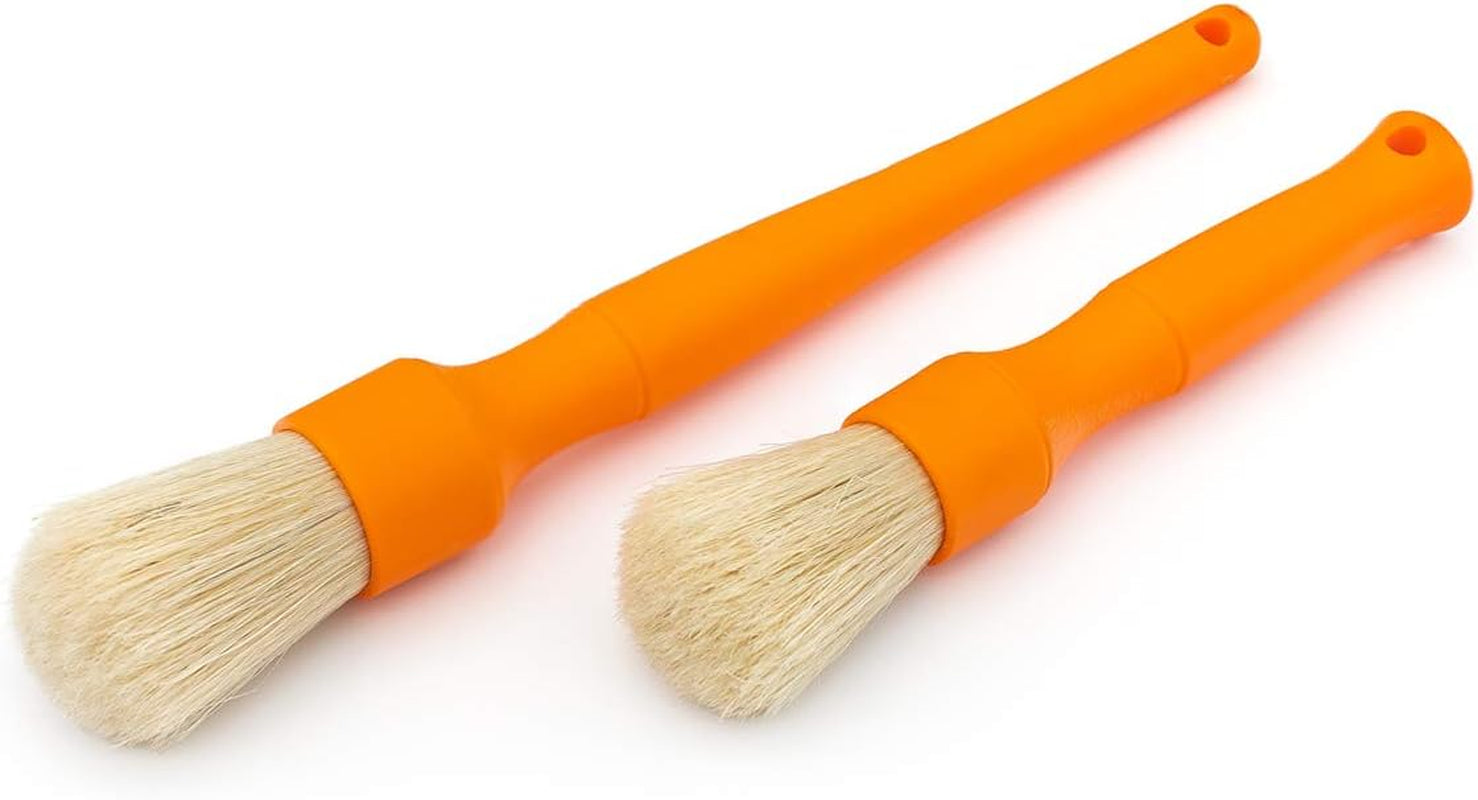 Detail Factory Boar Hair Detailing Brush Set - Ultimate Scrubbing Power for Interior, Exterior, Engine Bay, Wheels & Exhaust Tips with Comfortable Grip