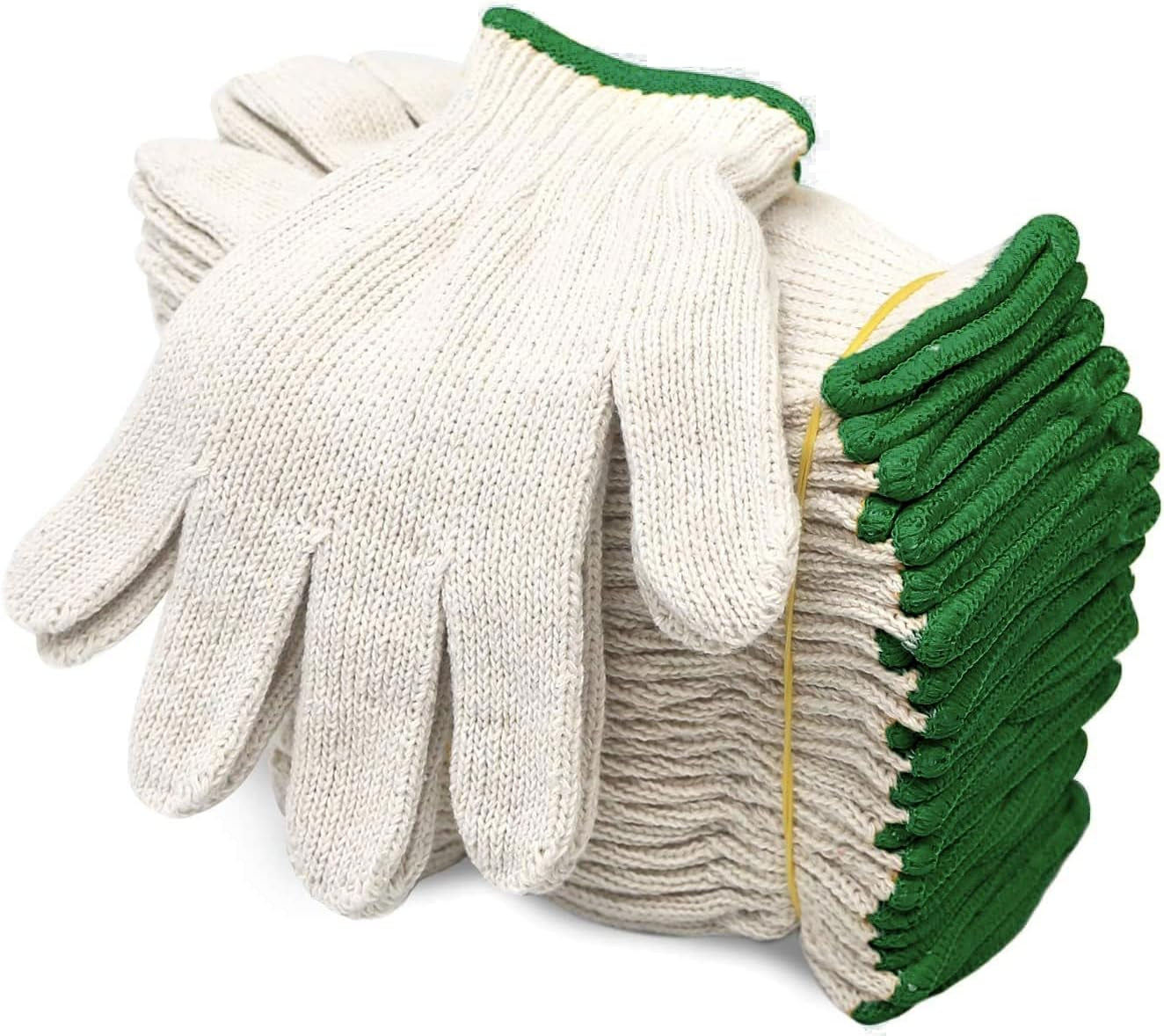 Evridwear L Size Cotton Polyester Safety Work Gloves - 12 Pairs for Painters, Mechanics, Gardeners & Construction Workers with Dotted Grip