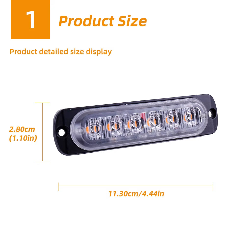 6LED Warning Light LED Trailer Lights Truck Side Indicator Lights Car Grille Malfunction Light Bar SUV Motorcycle Ships Beacon