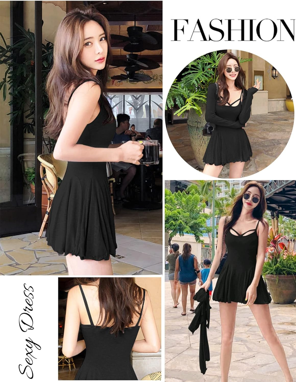 ADOME Sexy Dresses for Women Sleeveless Spaghetti Strap Mini Club Party Dress Ruffle Hem Slip Dress