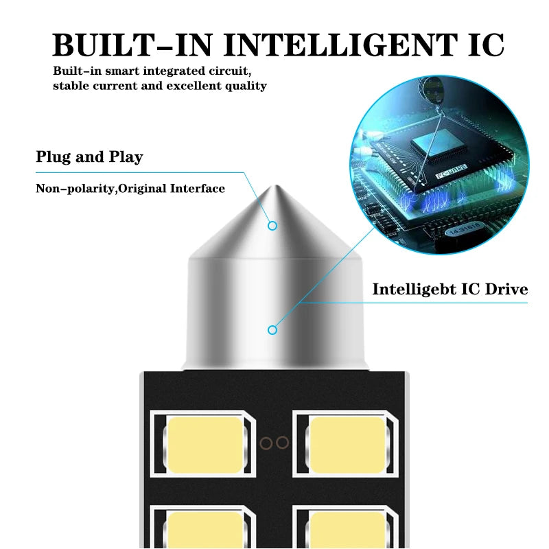 2Pcs Canbus C5W Led Festoon C5W Led Purple 31Mm Led 36Mm 39Mm 41Mm Led Car Led Lights Ice Blue Interior Light White Reading Lamp