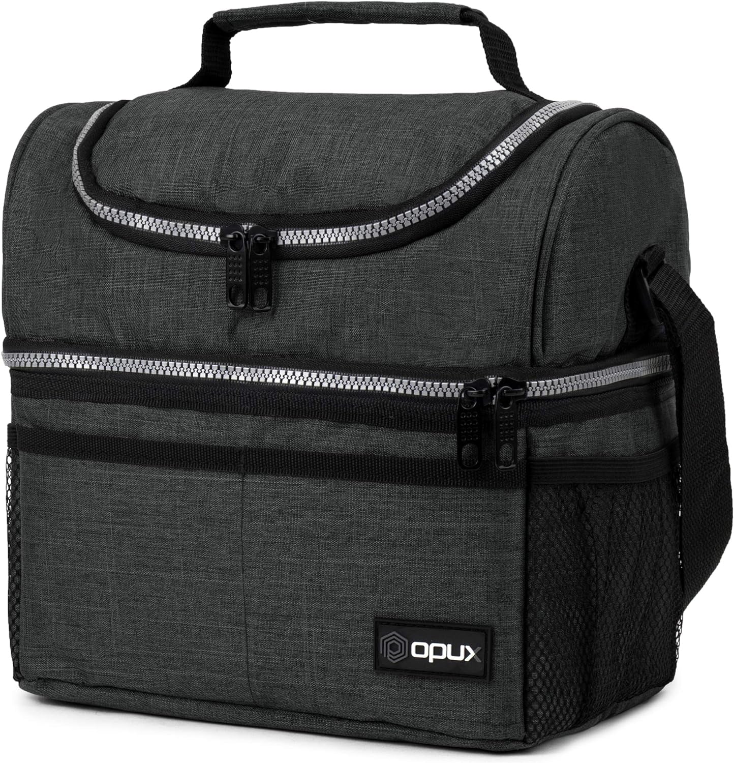 OPUX Insulated Double Decker Lunch Box - Large 12L Leakproof Cooler for Adults & Kids - Aqua Turquoise Soft Tote for Work & School Meal Prep