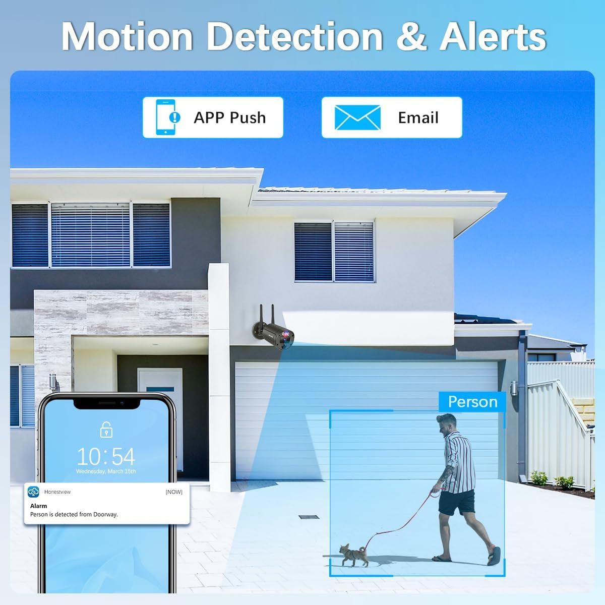 【90 Days Storage & 130° Wide Angle】 Wireless Security Camera System, Wireless Cameras for Home Security, Outdoor Wifi Video Surveillance DVR Kits