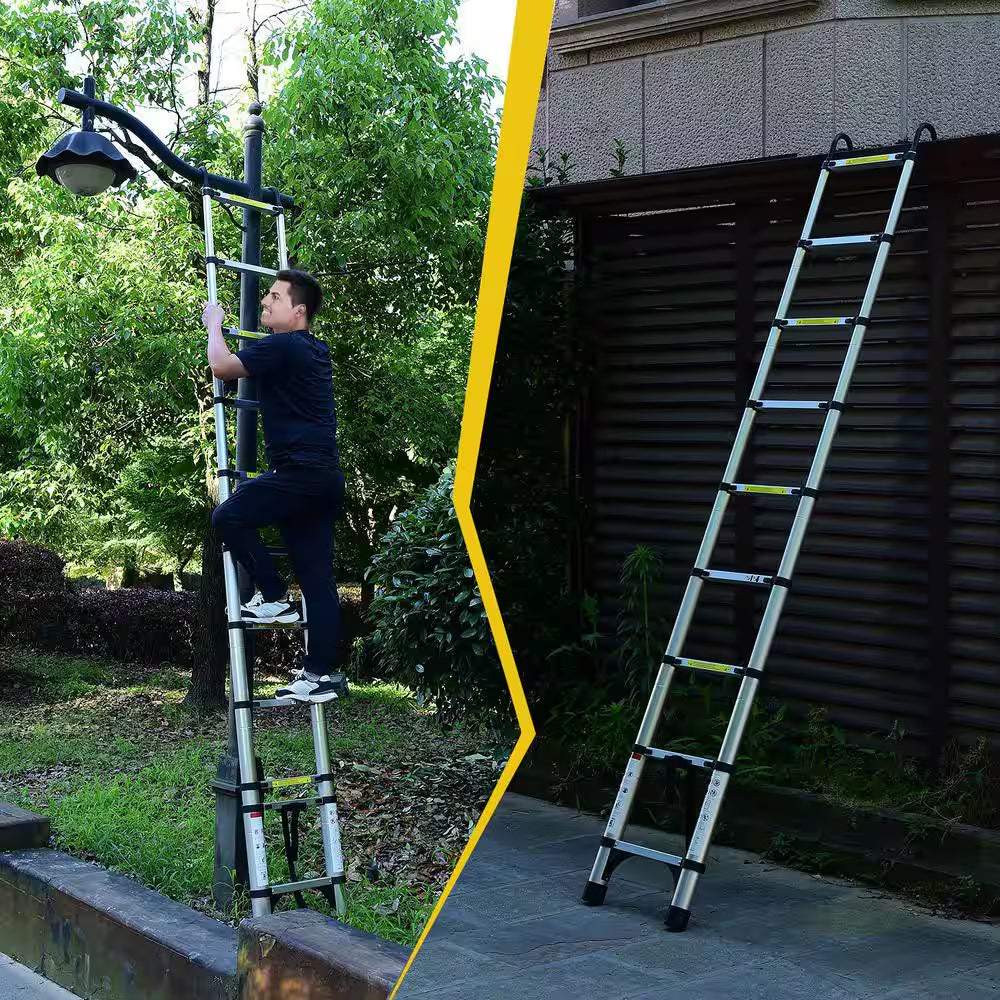 8.5 Ft. Reach Aluminum Alloy Multi-Purpose Folding Telescopic Ladder Step Stool Ladder
