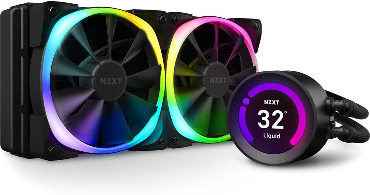 NZXT Kraken Z53 RGB 240Mm - RL-KRZ53-R1 - AIO RGB CPU Liquid Cooler - Customizable LCD Display - Improved Pump - Powered by CAM V4 - RGB Connector - AER RGB 2 120Mm Radiator Fans (2 Included)