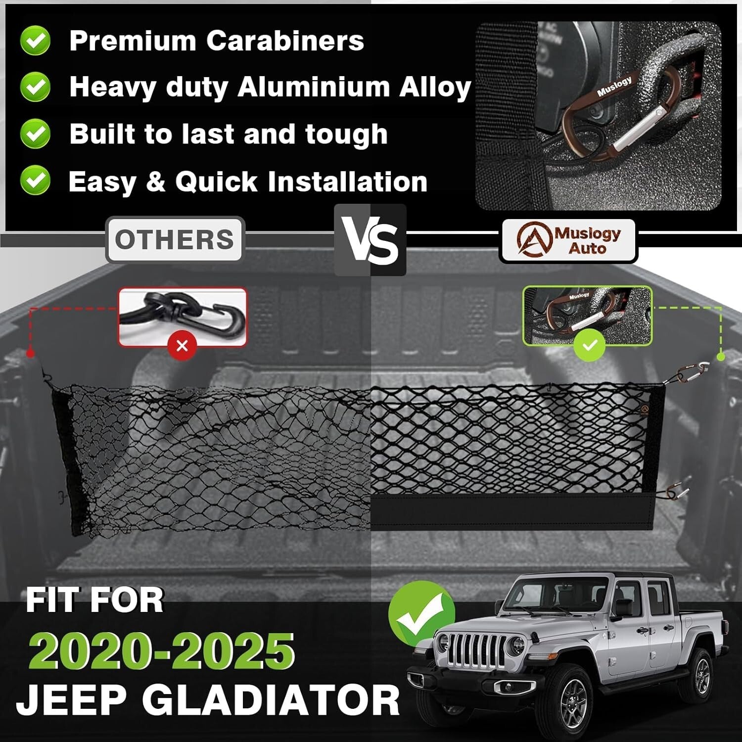 Truck Bed Cargo Net for Jeep Gladiator JT (2020-2025) - Premium Accessory