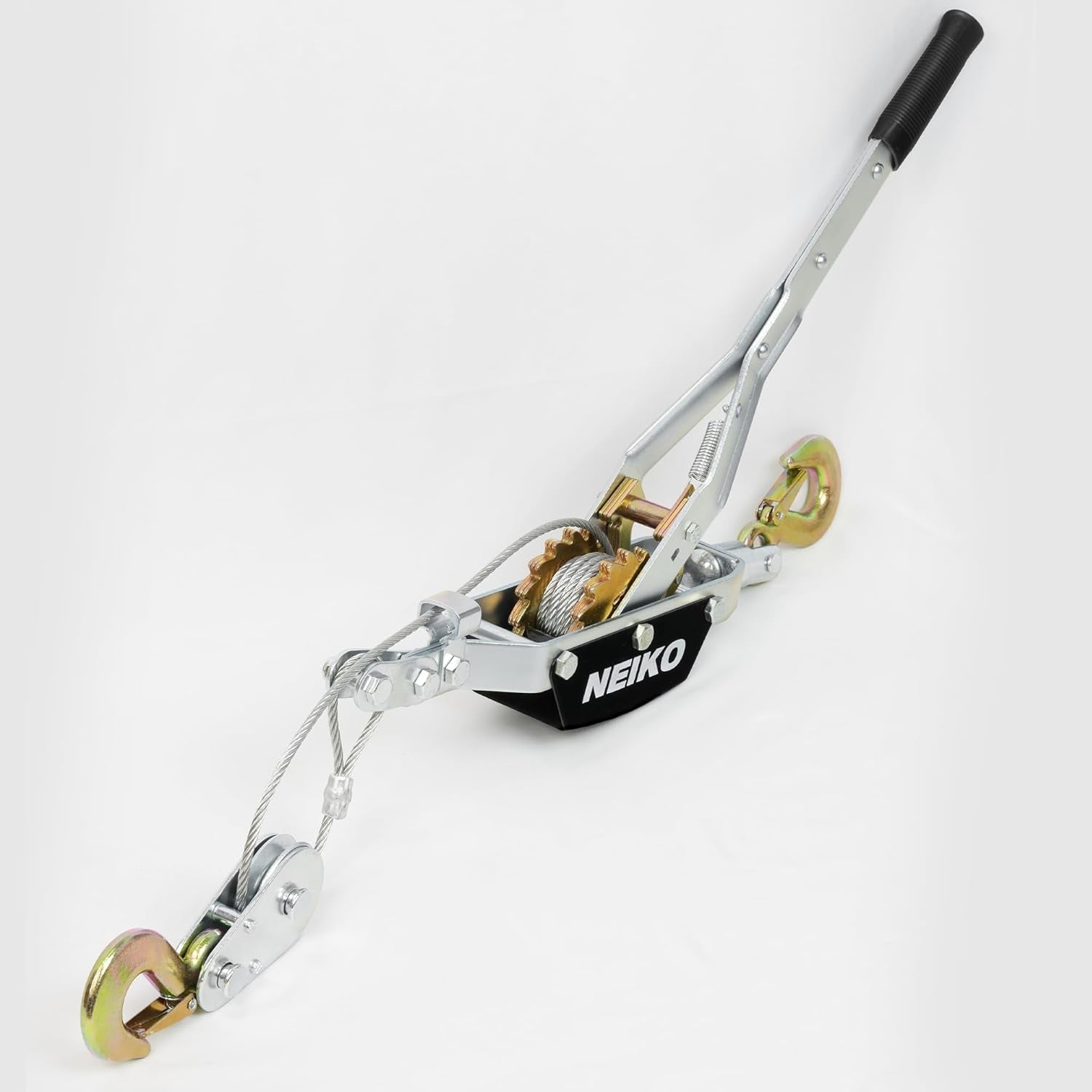 NEIKO 02256A Come along Winch, 5-Ton (10,000 Lbs) Pulling Capacity, 10Ft, 3 Hook, Heavy Duty Power Cable Come along Tool with Dual Gears, Hand Winch Cable, Automotive Hoist Winch Puller, Recovery Gear