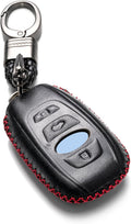 Premium Vitodeco Leather Smart Key Fob Case Cover for Subaru Models (2014-2026) - Stylish Black/Red, 4 Buttons