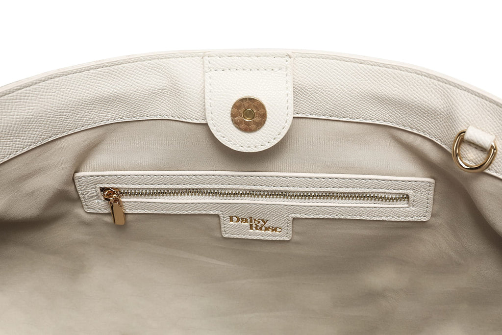 Daisy Rose Tote Shoulder Bag with Front Zipper - PU Vegan Leather