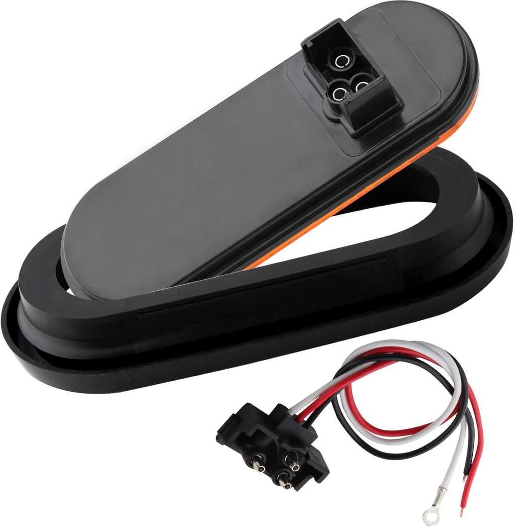 4-Pack 6-Inch Oval Amber LED Strobe Lights with 24 Recessed Mounts