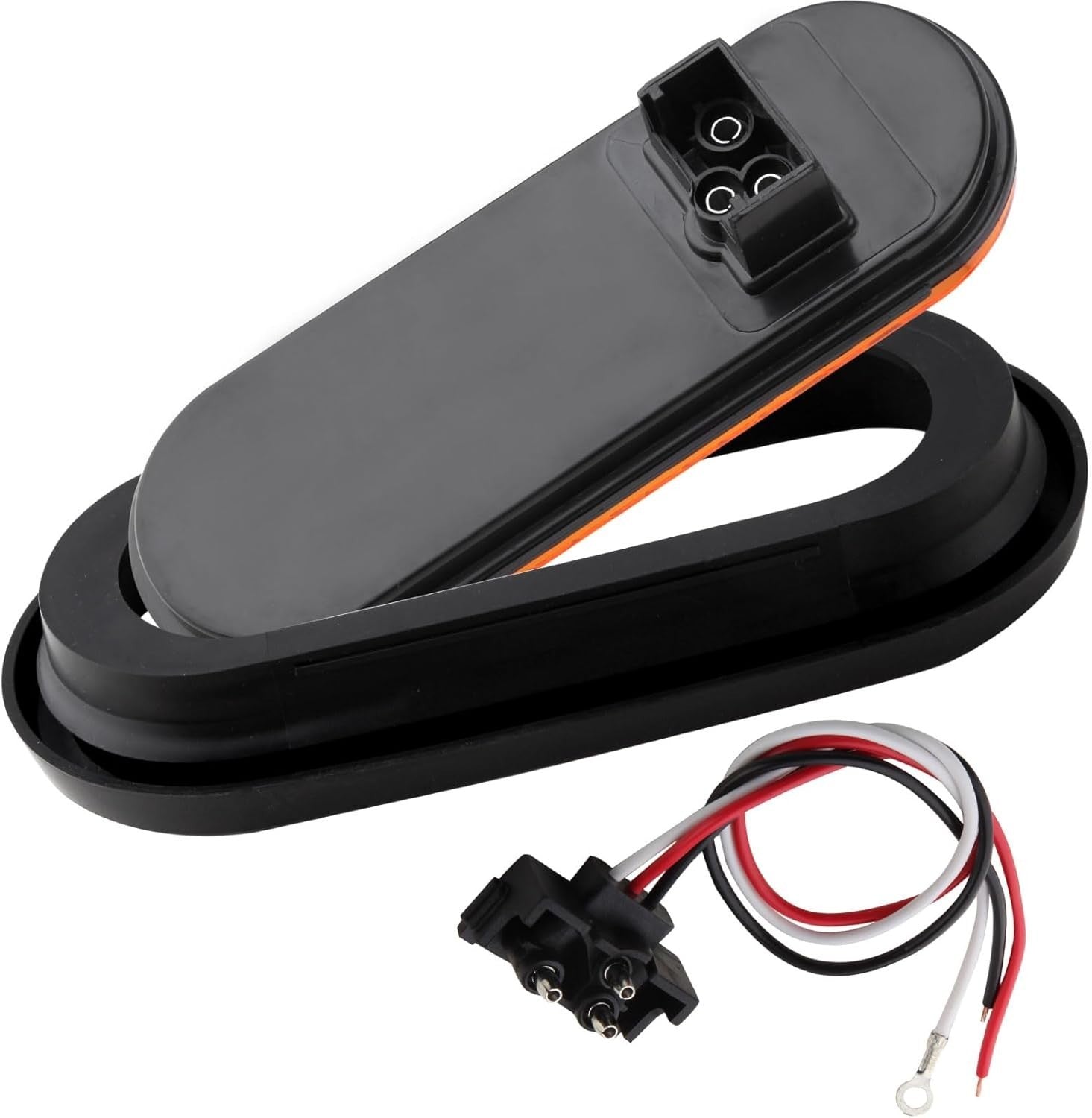 4-Pack 6-Inch Oval Amber LED Strobe Lights with 24 Recessed Mounts