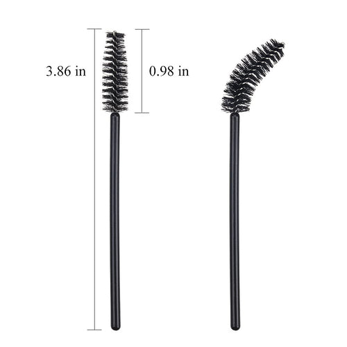 100 Pack Disposable Mascara Wands - Eyelash Brush Applicators for Flawless Makeup Application (Black Handle)