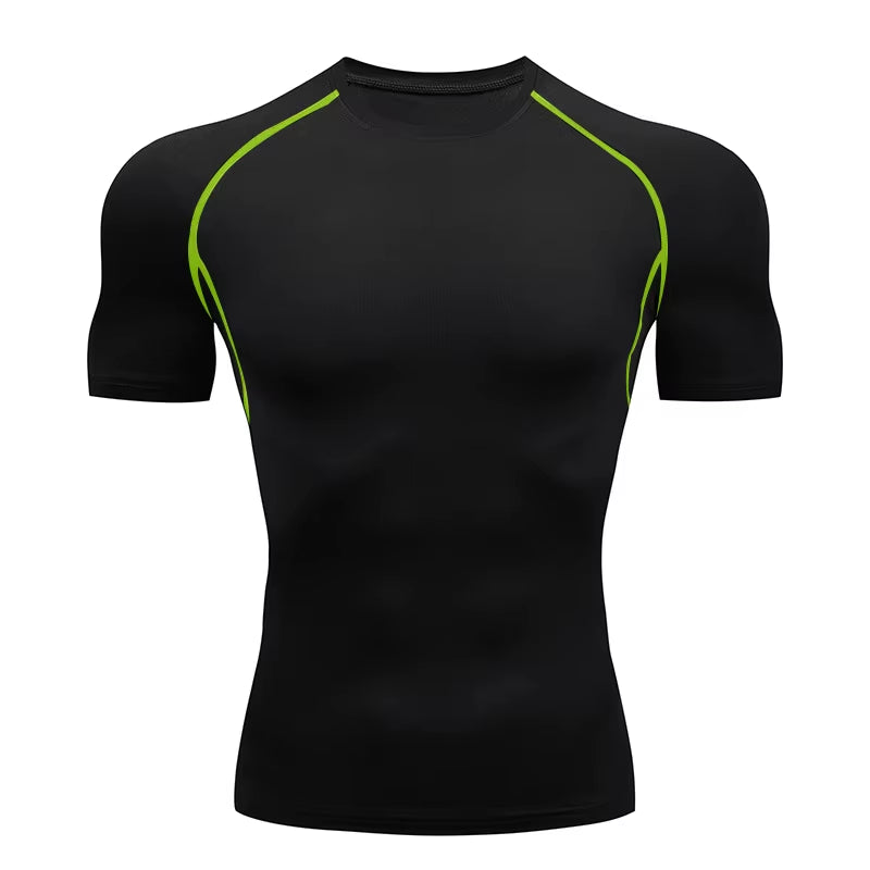 Men'S Compression Shirts Summer Short Sleeves Tees T-Shirt Gym Workout Fitness Running Tops Undershirts Baselayer Sportswear