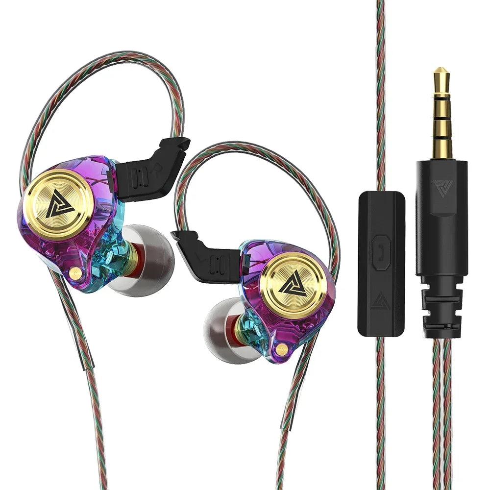 QKZ AK3 Wired Earphones with Microphone - Hi-Fi Music Monitor Headphones with Noise Cancellation for Sports and Gaming