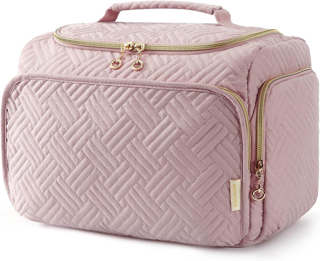 BAGSMART Travel Toiletry Bag for Women, Cosmetic Bag Makeup Bag Organizer with Handle, Travel Bag for Toiletries, Travel Accessories, Full Sized Container