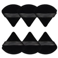 Pimoys 6-Pack Velour Makeup Sponges - Soft Triangle Powder Puffs for Flawless Loose Powder Application (Black)