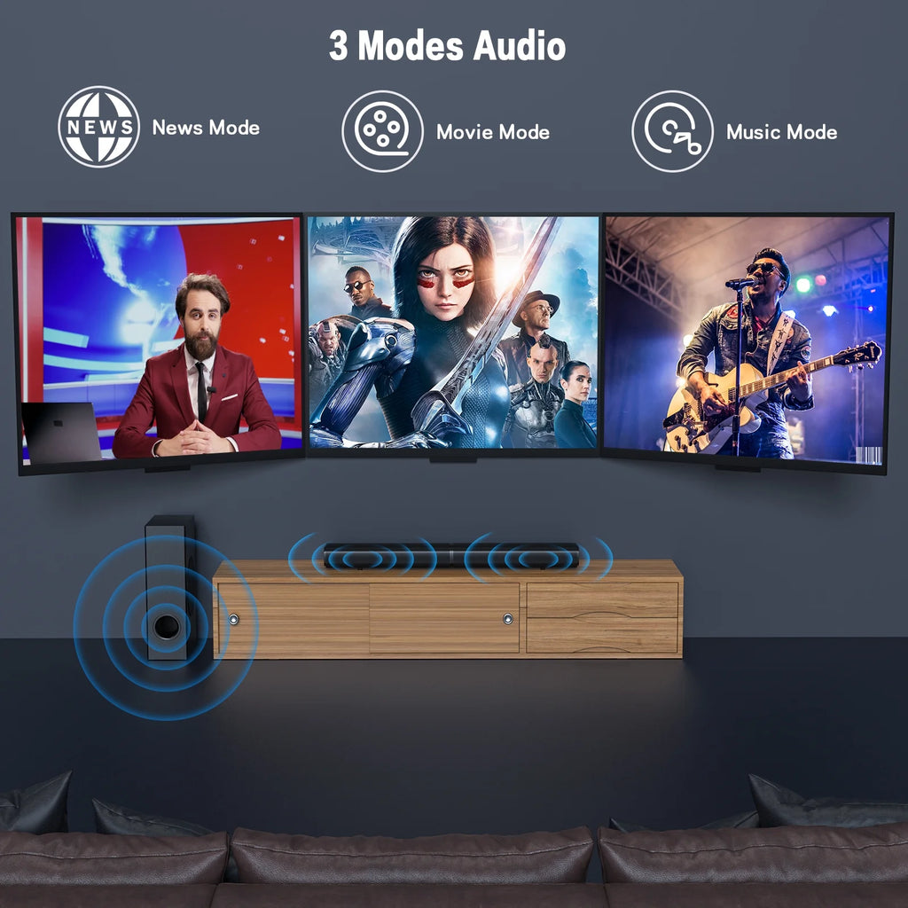 TOPVISION 4.1Ch Sound Bar with Subwoofer, 120W Separable Sound Bar for TV, 2-In-1 Detachable Sound Bar with Usb/Aux/Coaxial/Optical/Hdmi/Bluetooth