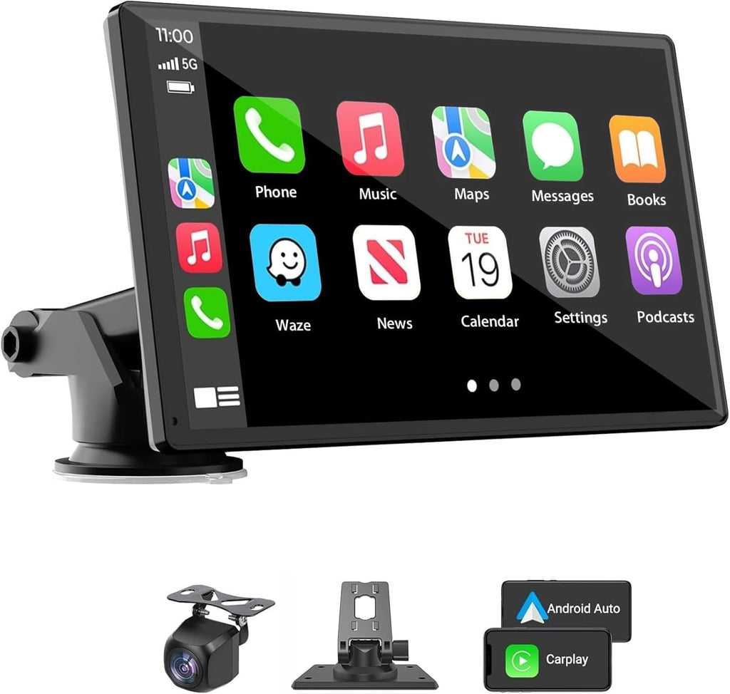 7-Inch Wireless CarPlay Stereo System with Backup Camera, Bluetooth, and GPS Compatibility for All Vehicles