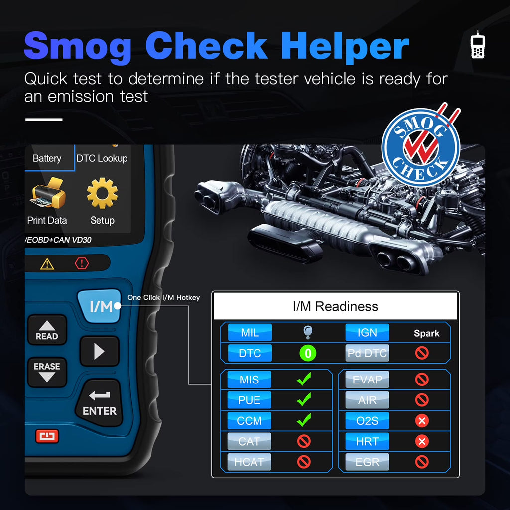 VDIAGTOOL VD30 Enhanced OBD2 Scanner, Universal Check Engine Light Car Code Reader, Auto Diagnostic Tool for All OBDII Vehicles, Free Update