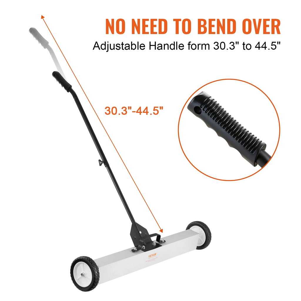 Succebuy Rolling Magnetic Sweeper with Wheels Push-Type Magnetic Pick up Sweeper Large Magnet Pickup Lawn Telescoping Sweeper