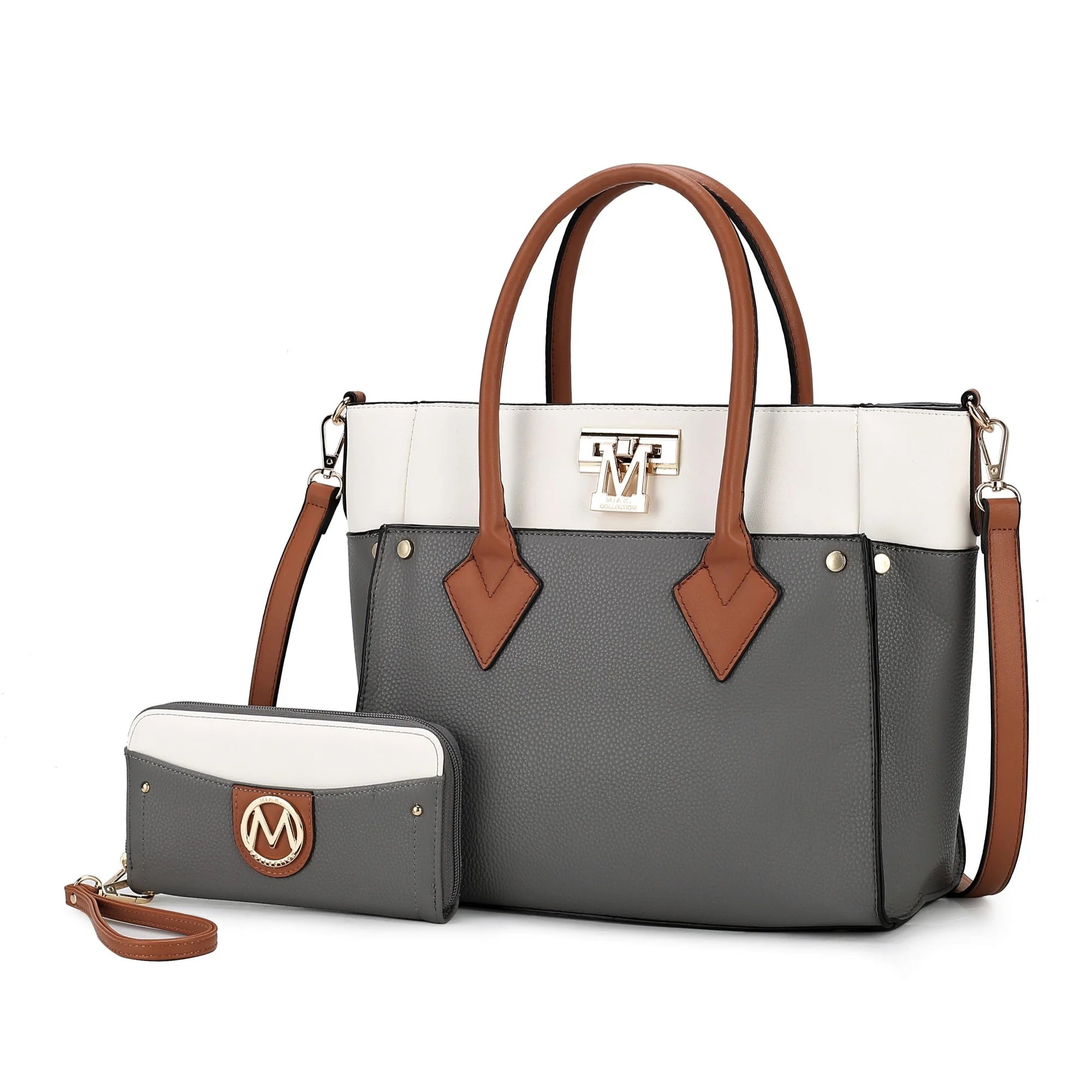MKF Collection Brynlee Women'S Tote Bag & Wristlet Wallet, Crossbody Purse Handbag 2 Pcs by Mia K - Navy