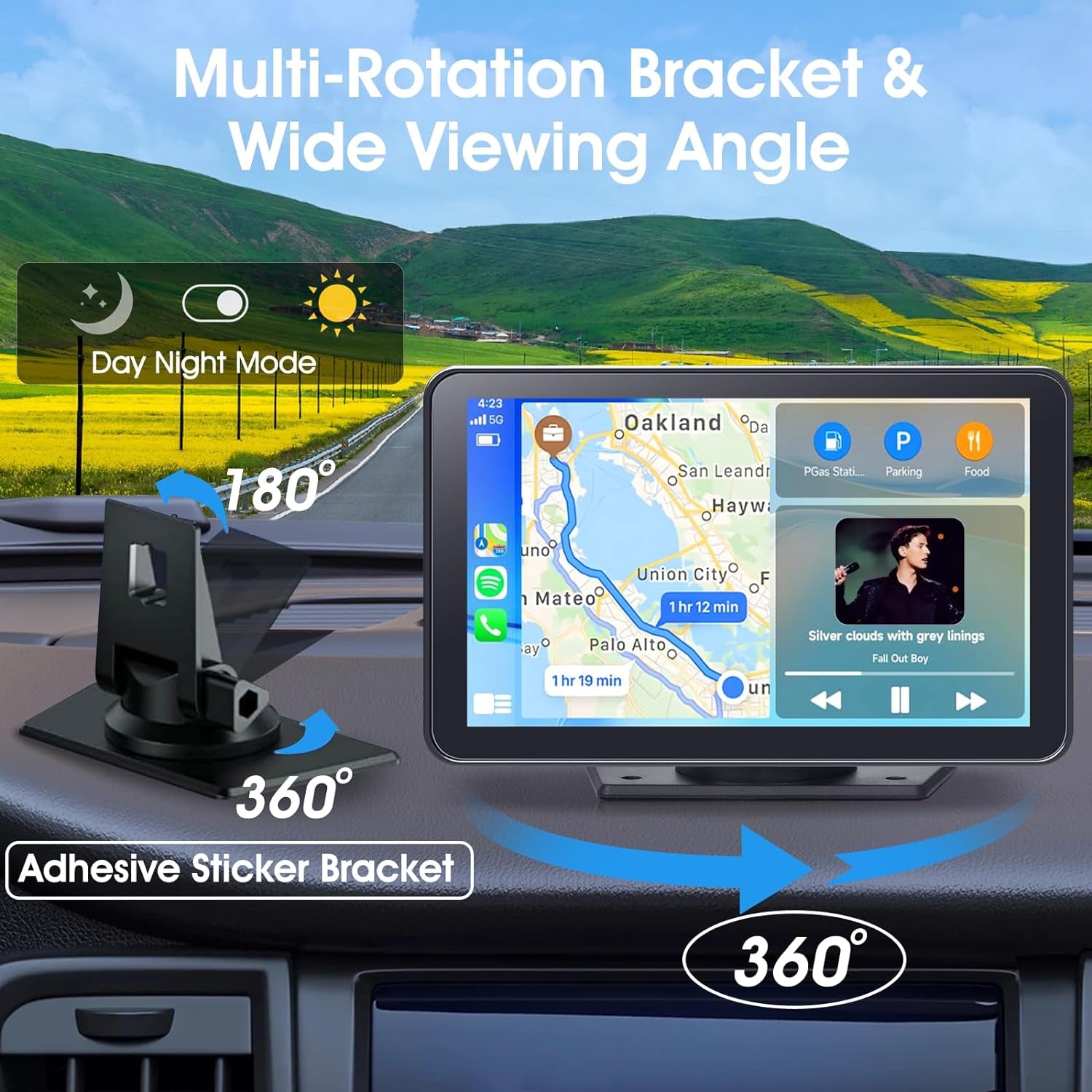 7-Inch Wireless CarPlay Stereo System with Backup Camera, Bluetooth, and GPS Compatibility for All Vehicles