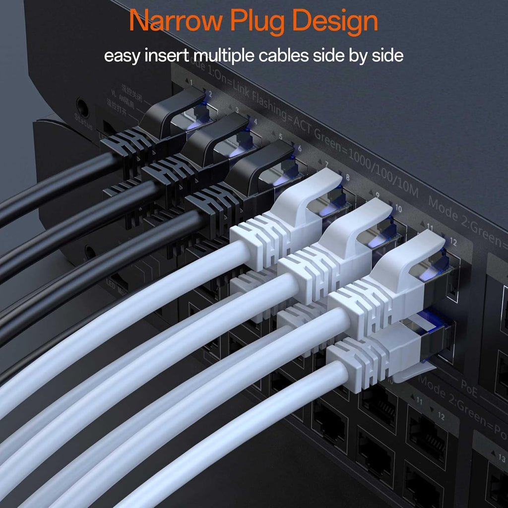 Cat8 Ethernet Cable 200 FT Indoor & Outdoor, Ethernet Cable High Speed 40Gbps 2000Mhz, Flexible Shielded Internet Cable, Cat 8 SSTP Network Cable for Home/Office/Gaming/Poe, Black
