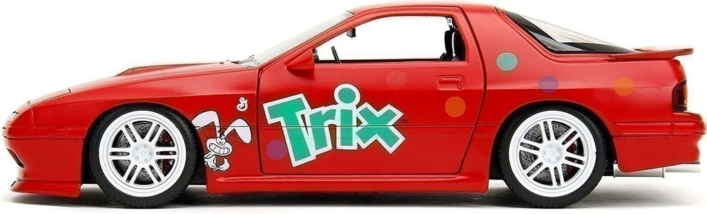 General Mills Trix 1:24 Scale 1985 Mazda RX-7 Die-Cast Model Car with 2.75" Trix Rabbit Figurine