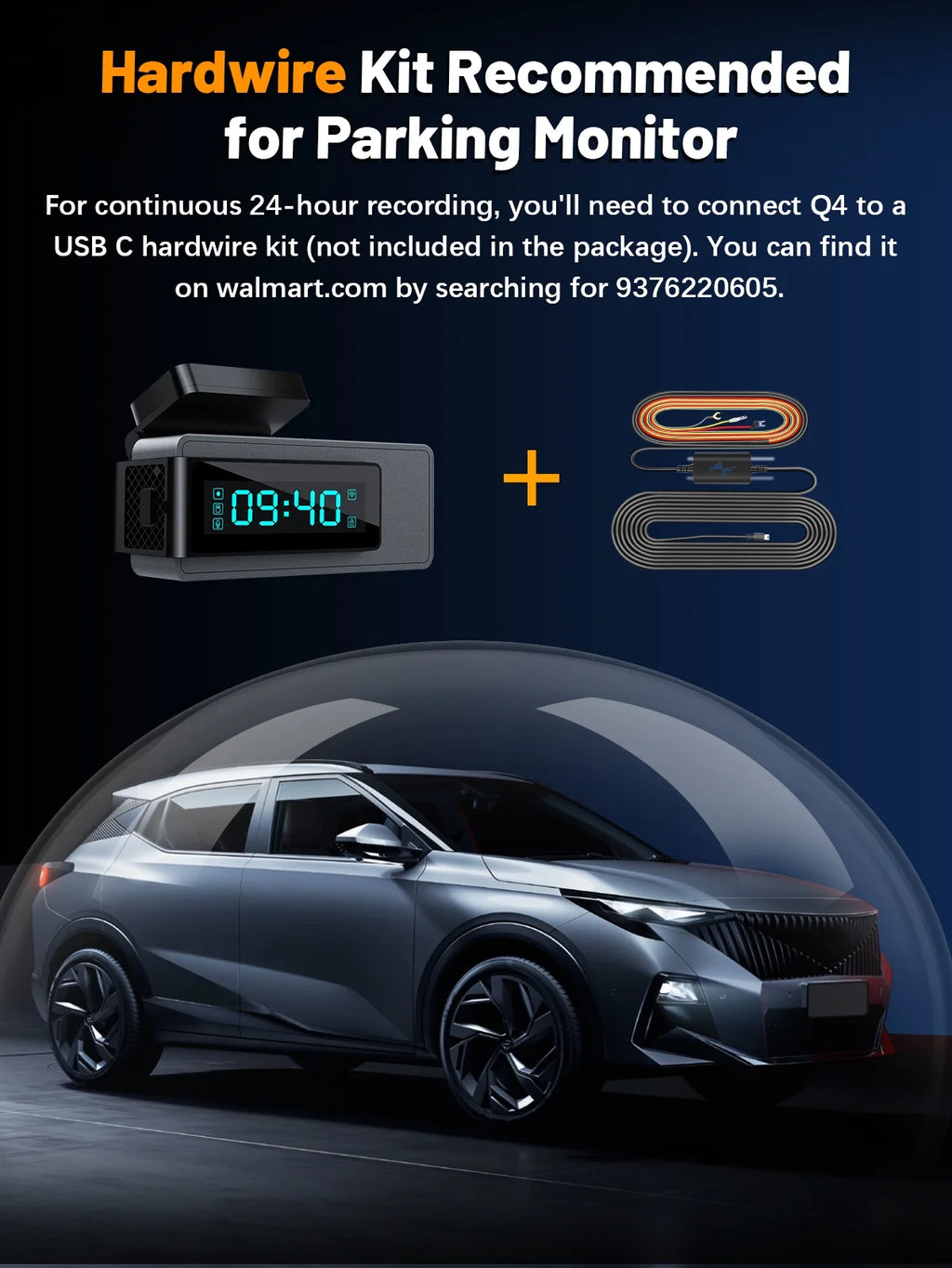 ODREY Dash Cam Front and Rear, 4K+1080P WDR Dash Camera for Cars, 4K Single Front Built-In Wifi Car Camera with G-Sensor, Super Night Vision, 64GB Card, Loop Recording, Parking Mode
