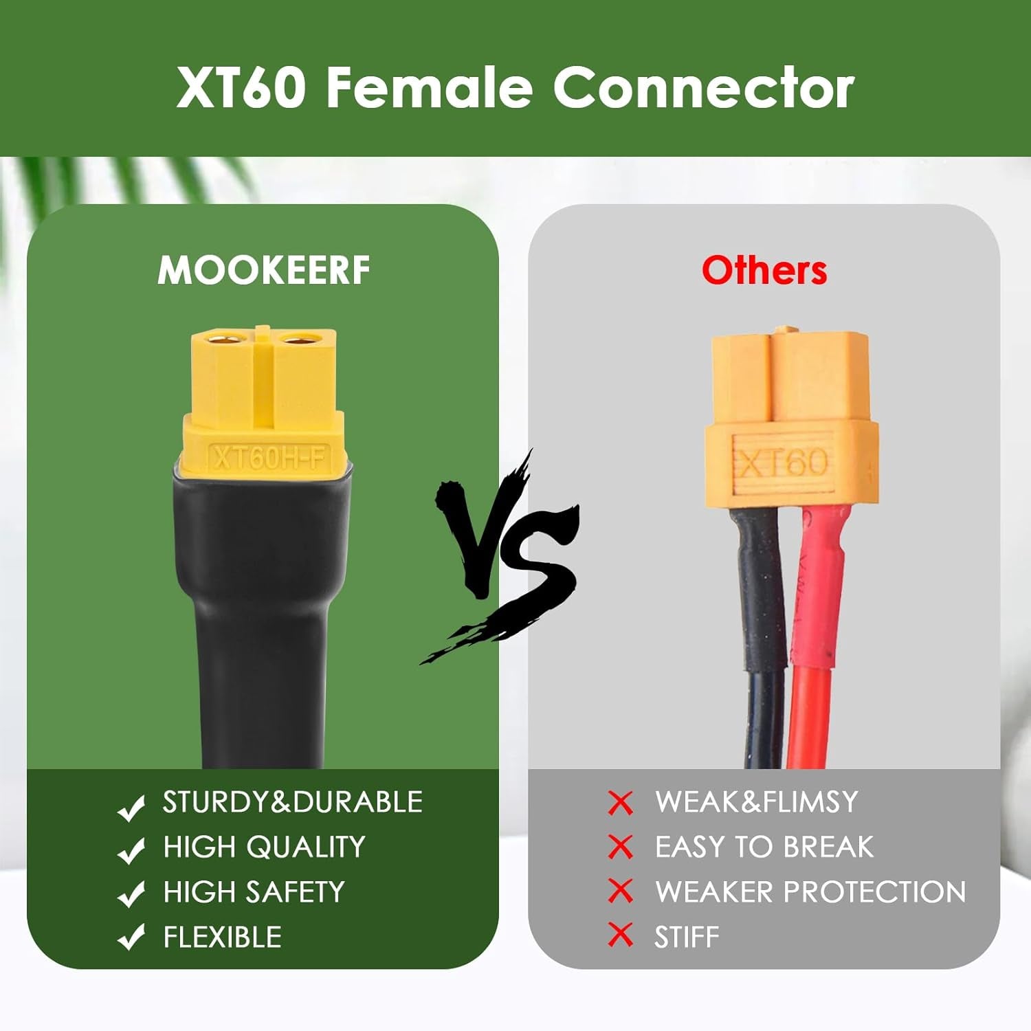 MOOKEERF Solar to XT60 Extension Cable 10AWG 25FT Solar Connector to XT60 Adapter Cable for Solar Panel to Portable Power Station Solar Generator Battery Pack