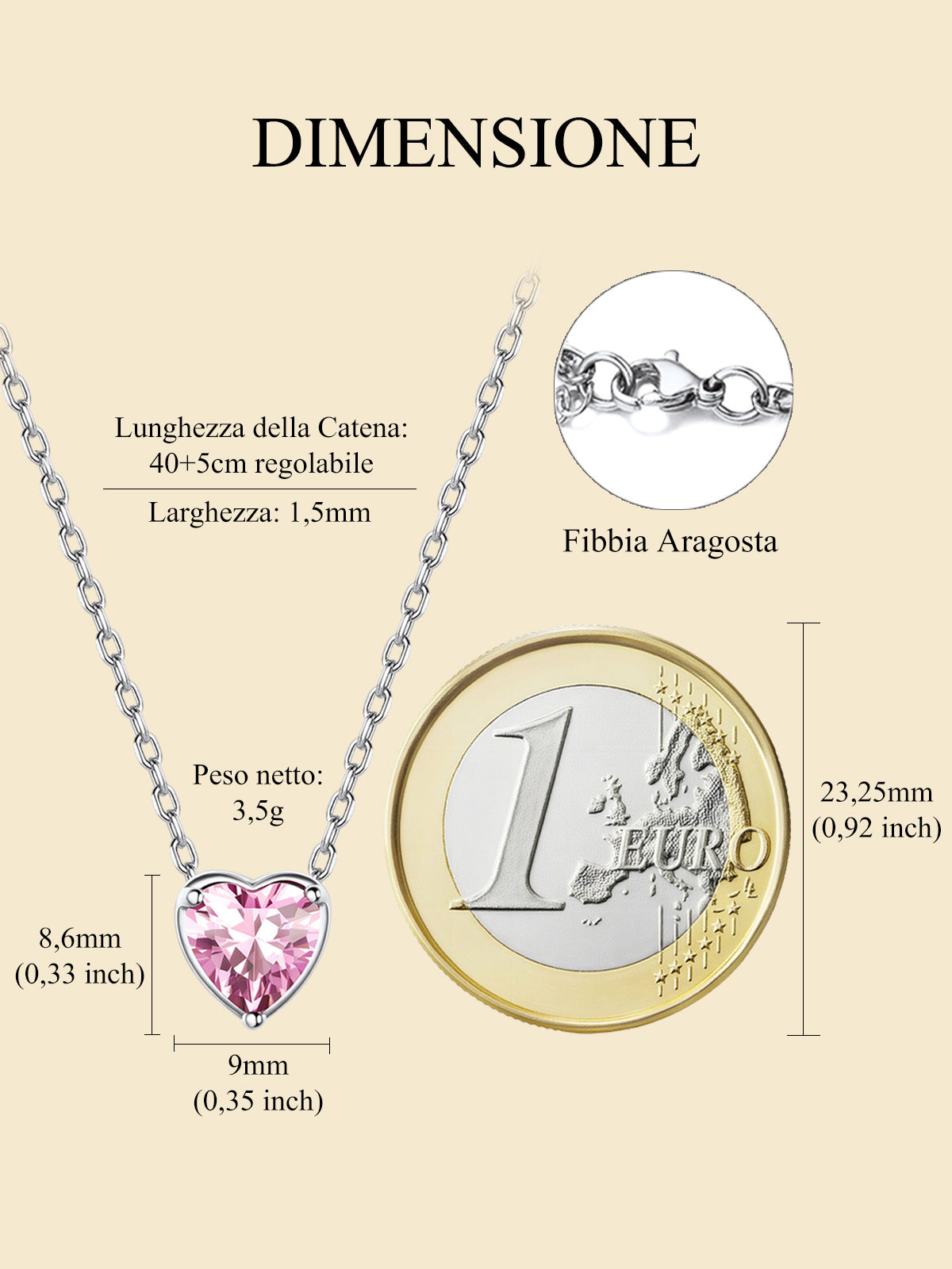 Suplight Silver Necklace for Women 925 Sterling Silver Birthstone Love Heart Necklace