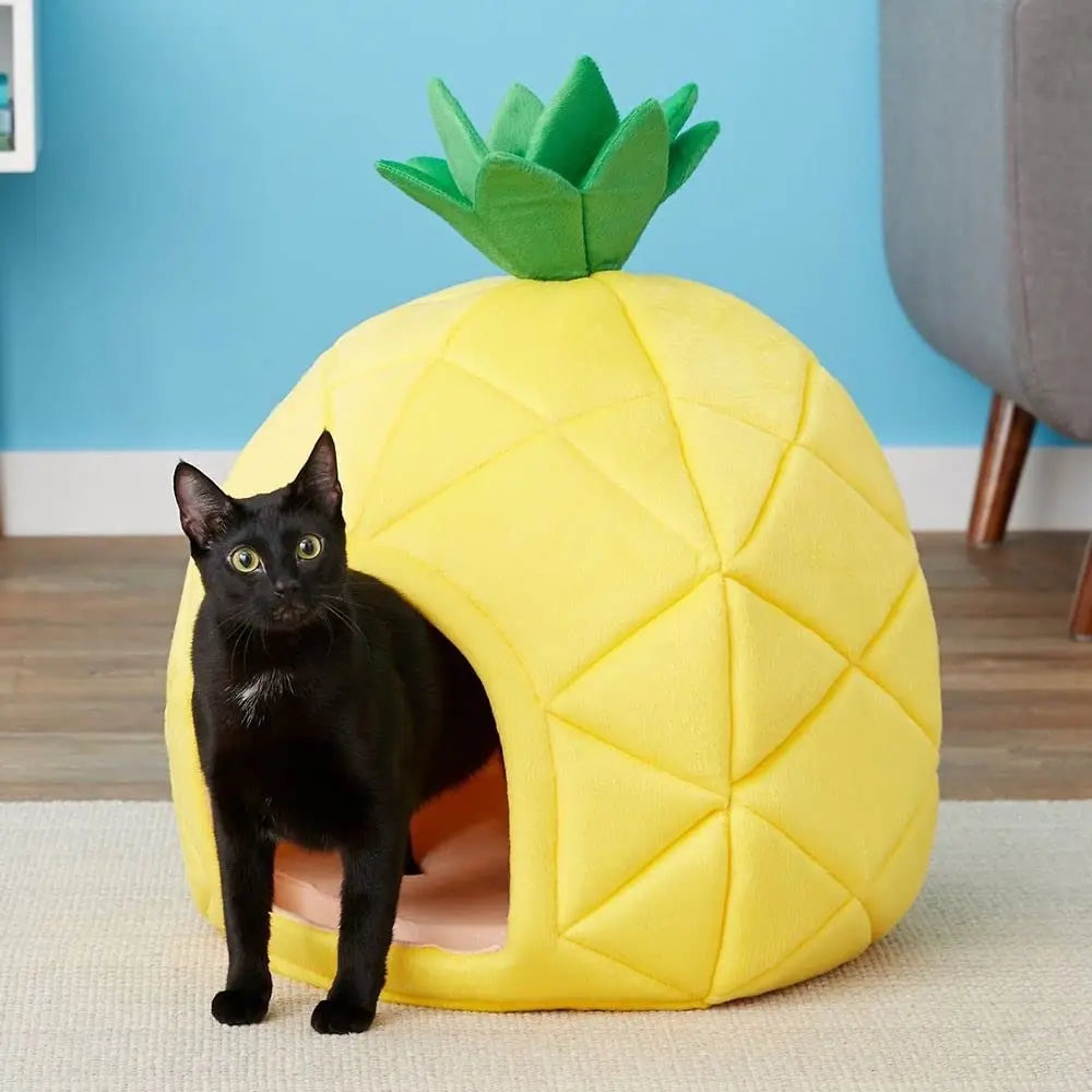 Elegant Pineapple-Inspired Pet Bed House for Cats and Dogs