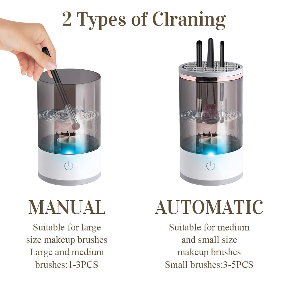 Abnaok Electric Makeup Brush Cleaner - Automatic Brush Cleaning Machine with Mat, Perfect Gift for Women and Wives, Compatible with All Makeup Brush Sizes