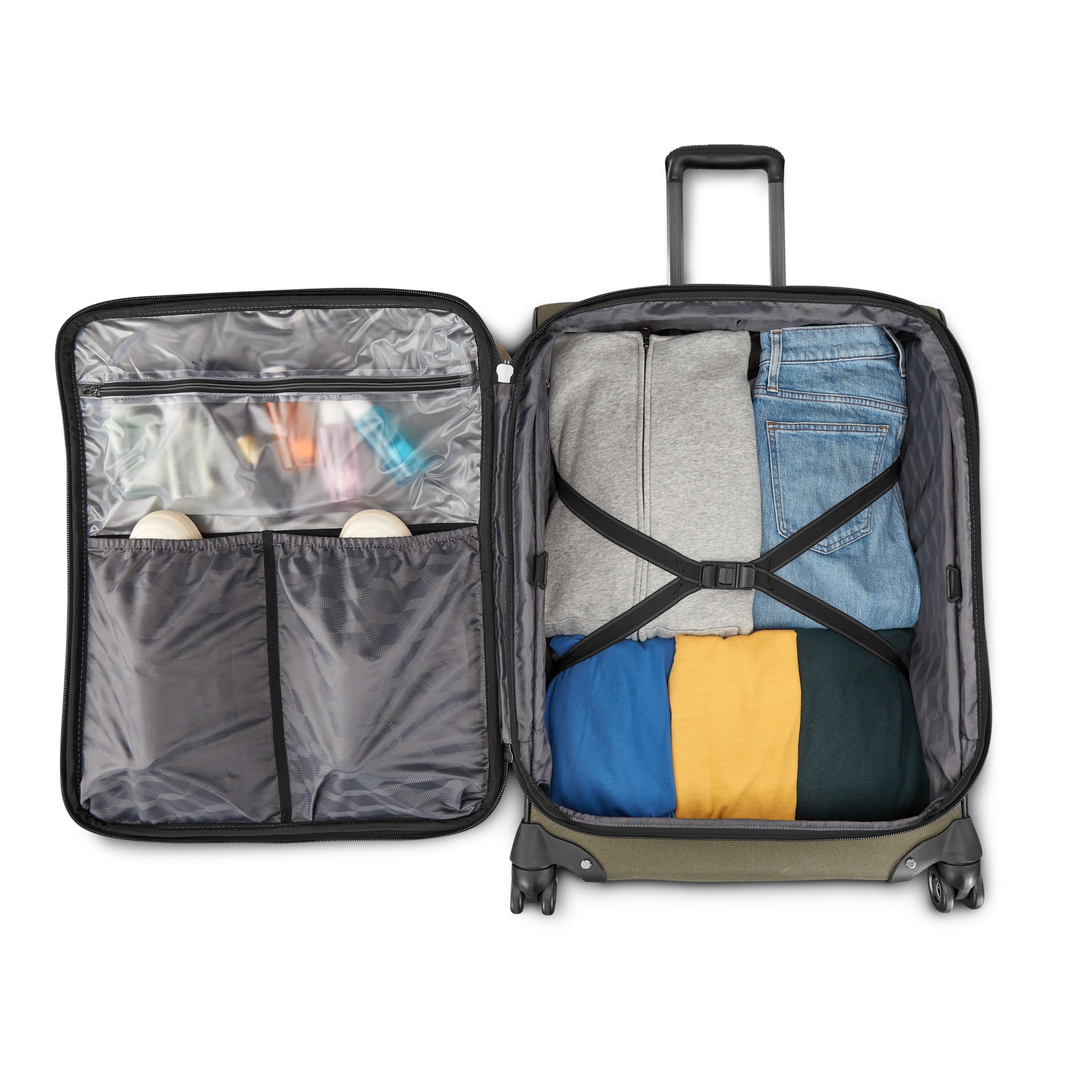 Cargo Max 21" Softside Carry on Spinner Luggage with Divider Pockets, Olive