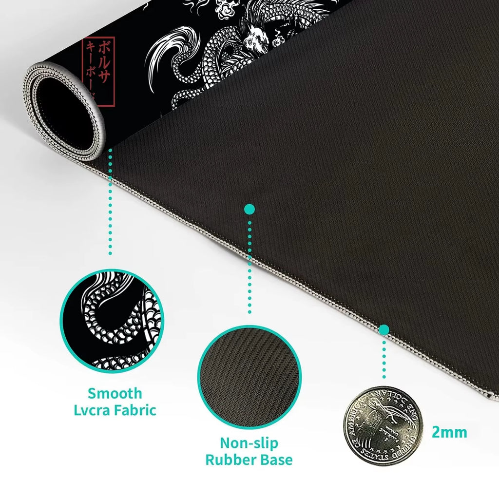 Epic Chinese Dragon XXL Gaming Mousepad - Large Locking Edge Rubber Desk Mat for Gamers and Office Use